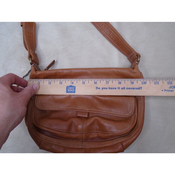 Vintage Y2K Fossil Geniunien Leather Brown Adjustable Strap Shoulder Crossbody - Picture 3 of 12